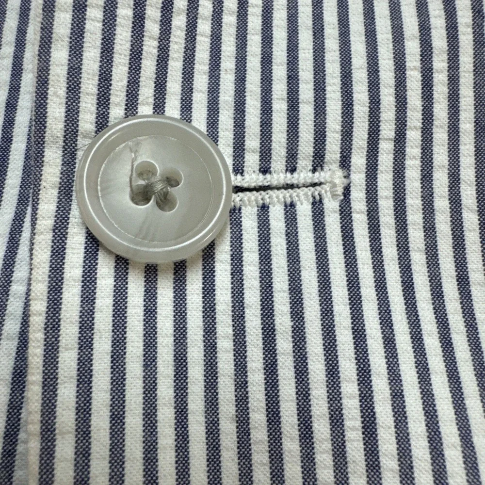 Jos A Bank Sz 36S Slim Fit Seersucker Sport Coat Blue White Cotton Blazer Jacket